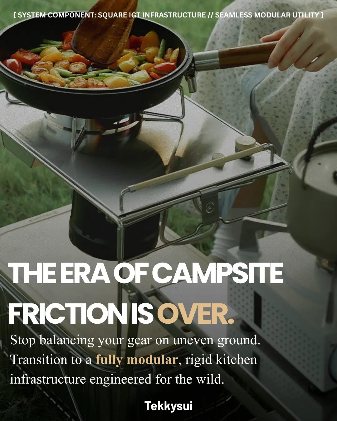 Person cooking outdoors using a Fire Maple IGT featured in an advertorial