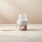 Small container with a spoon on a beige background
